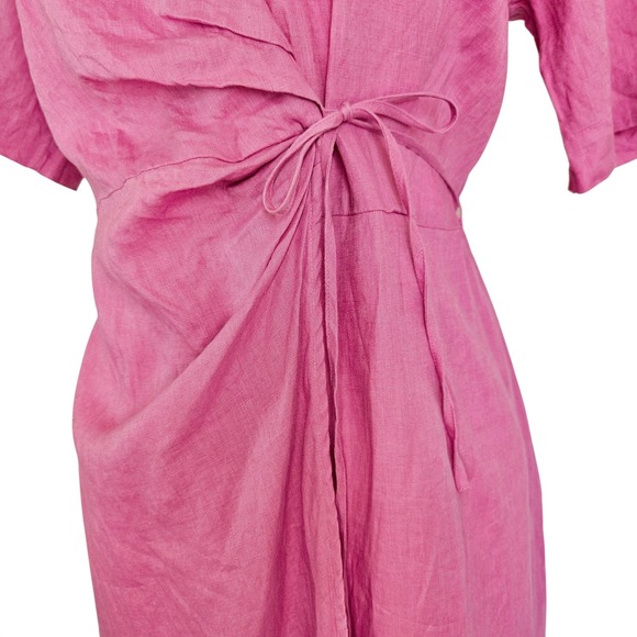 & Other Stories Stockholm Atelier Pink 100% Linen Wrap Mini Dress EUR 36 US 4 S - Picture 8 of 9